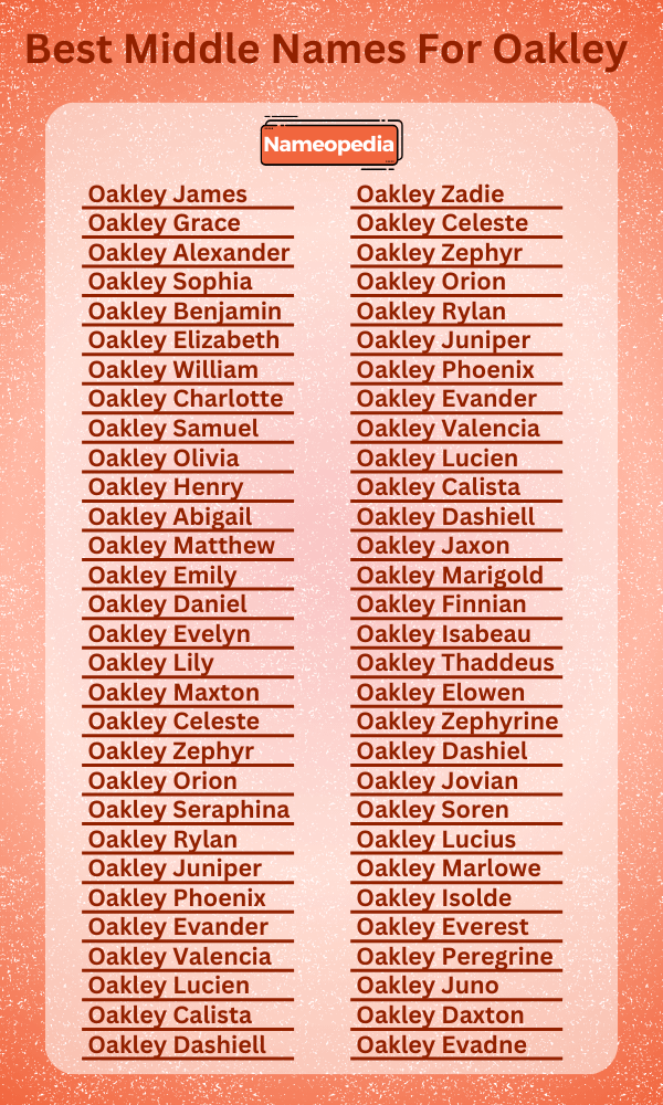 Best Middle Names for Oakley