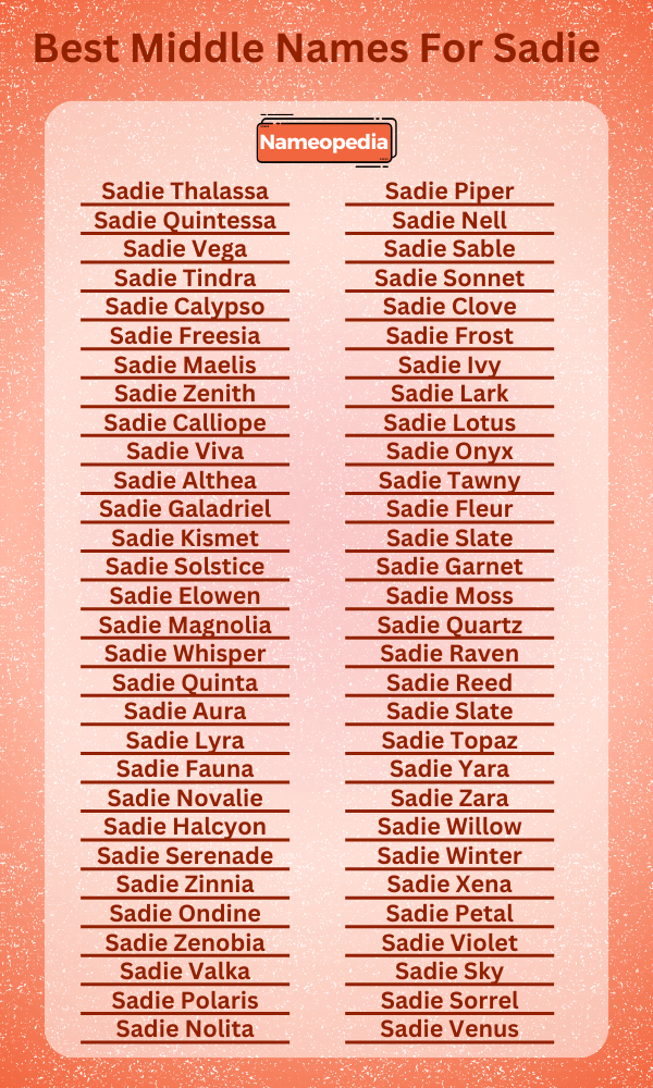 Best Middle Names for Sadie