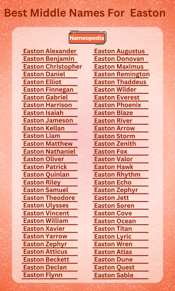 Best Middle Names for  Easton 