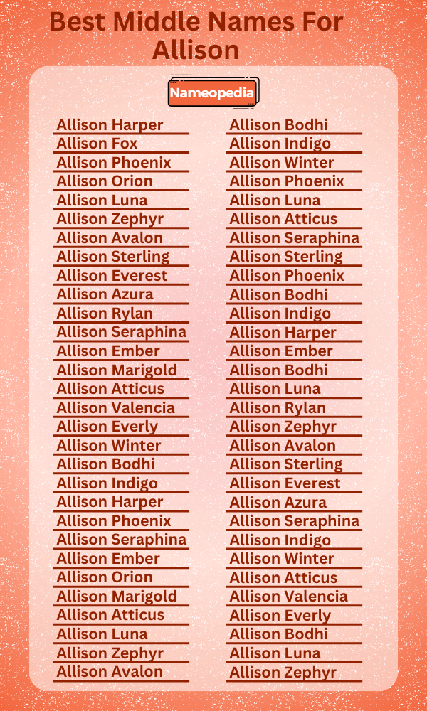 Best Middle Names for Allison