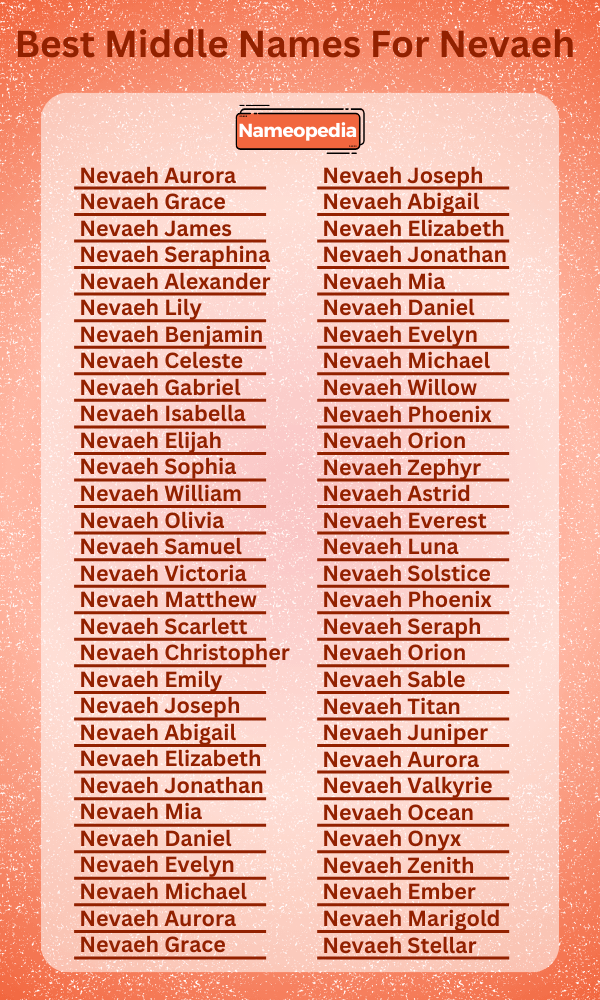 Best Middle Names for Nevaeh
