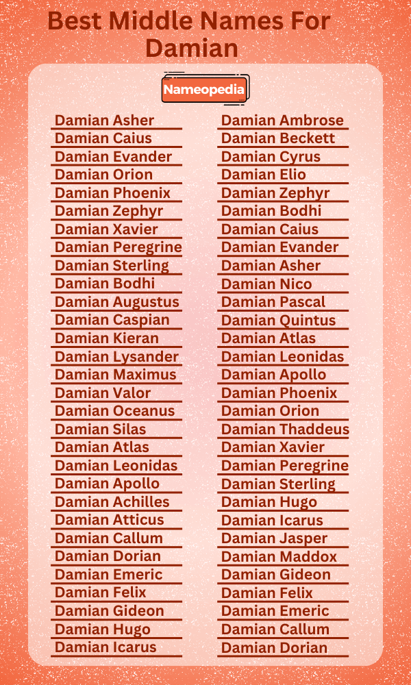 Best Middle Names for Damian